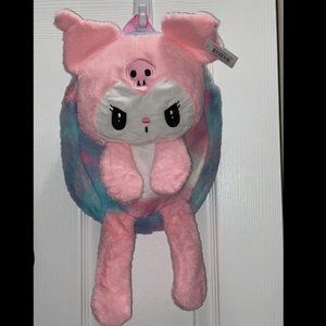 Pink Kuromi Hello Kitty and Friends mini plush backpack, kawaii, my melody